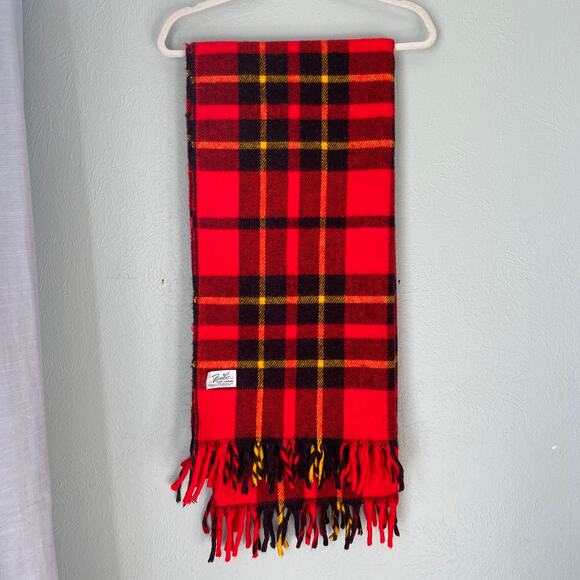Vintage Faribo Fluff Loomed Red Plaid Merino Wool Blanket Faribault Woolon Mills - Picture 1 of 5